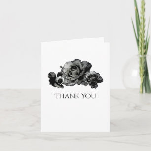 Schwarze Aquarell-Rosen Hochzeit Danksagungskarte Dankeskarte