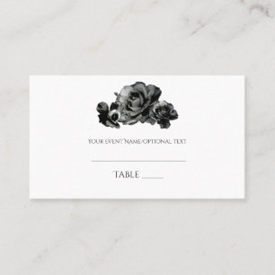 Schwarze Aquarell-Rosen Hochzeit Platzkarte
