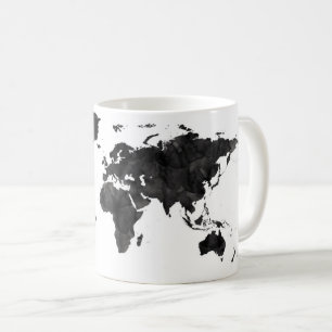 Schwarze Aquarell-Weltkarte-Reisend-Geschenk-Reise Kaffeetasse