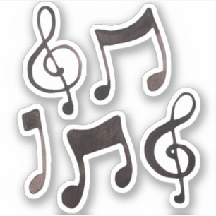 Schwarze Aquarellfarben-Tinten-Musikkleber Aufkleber