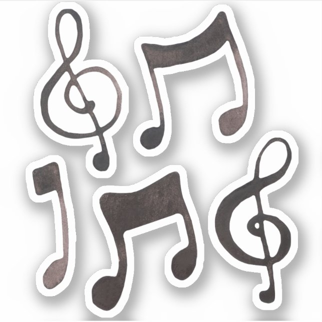 Schwarze Aquarellfarben-Tinten-Musikkleber Aufkleber (Vorderseite)