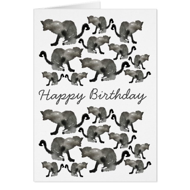 Schwarze Aquarellkatze (Vorne)