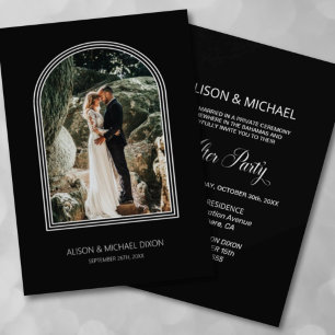 Schwarze Arch-Kundenfotografie-Hochzeitsempfang Einladung