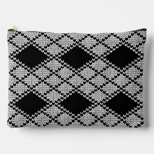 SCHWARZE ARGYLE-STRICKWAREN GROSSE ACCESSOIRETASCH ZUBEHÖRTASCHE