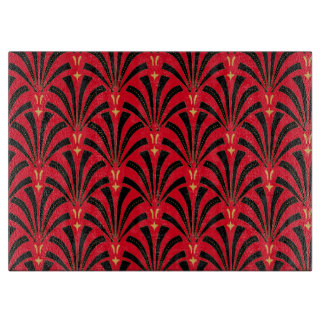 Schwarze Art Deco Ventilatoren Rot Schneidebrett