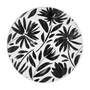 Schwarze Aster: Vintage-Chrysanthemenmuster Schneidebrett