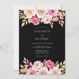 Schwarze atmosphärische romantische Hochzeit Einladung