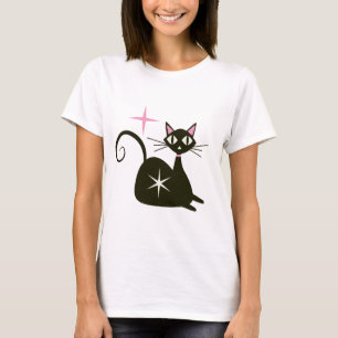 Schwarze Atomkatze aus dem Mittelalter mit Sternex T-Shirt