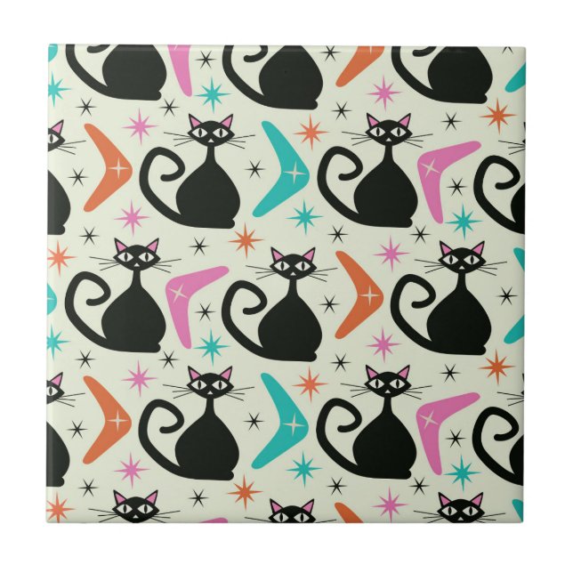 Schwarze Atomkatzen aus dem Mittelalter mit Boomer Fliese (Vorderseite)