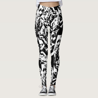 schwarze auf weißen auf schwarzen Leggings