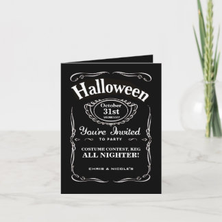 Schwarze Aufkleber-Halloween-Einladungen Einladung