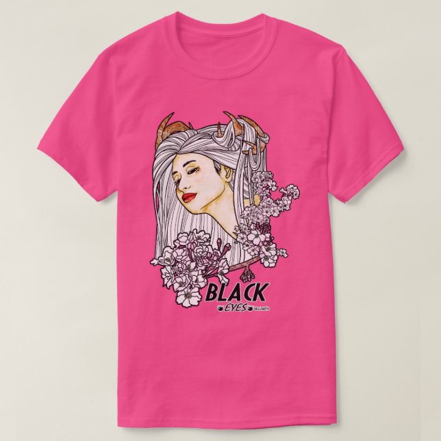 Schwarze Augen Rosa T-Shirt (Design vorne)