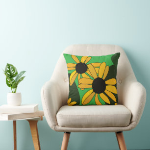 Schwarze Augenglanz-Blumen-Blumenmuster Kissen
