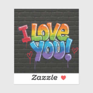 Schwarze Backsteingraffiti I Love You Aufkleber