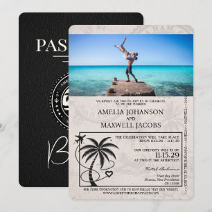 Schwarze bahamaische Hochzeitseinladung im Reisepa Einladung
