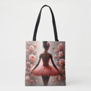 Schwarze Ballerina im roten Tutu mit Rosen Afrozen
