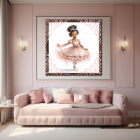 Schwarze Ballerina, rosa Tutu, rosa Krone