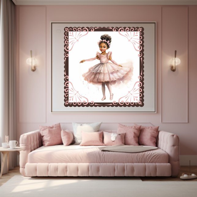 Schwarze Ballerina, rosa Tutu, rosafarbene blorale Poster (Von Creator hochgeladen)
