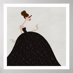 Schwarze Ballroom-Mittwoch-Party-Glamour-Mode-Kuns Poster
