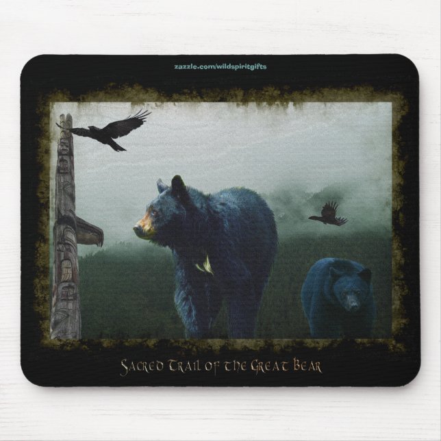 Schwarze Bären, Ravens und Totem-Pole Wildlife Mou Mousepad (Vorne)