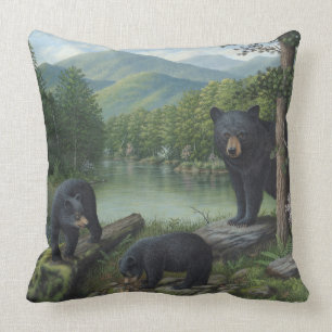 Schwarze Bärn-Wurfs-Kissen Kissen