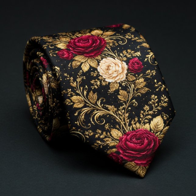 Schwarze Barockrosen Eleganz Krawatte (Von Creator hochgeladen)