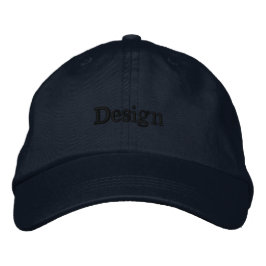 Schwarze Baseballkappe mit dem Wort "Design" Bestickte Baseballkappe