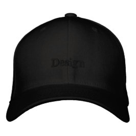 Schwarze Baseballkappe mit dem Wort "Design" Bestickte Baseballkappe