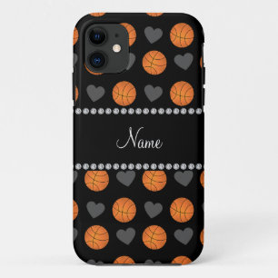 Schwarze Basketbälle und Herzen des individuellen Case-Mate iPhone Hülle
