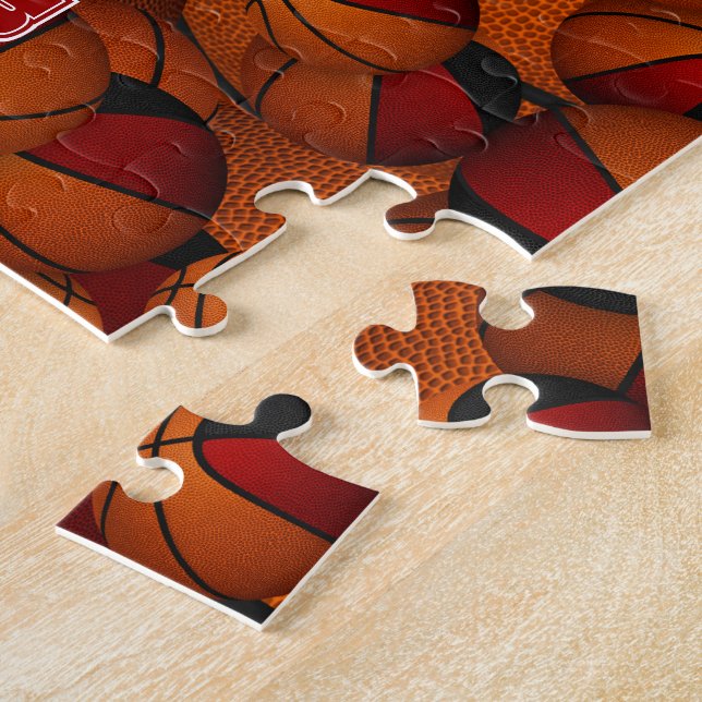 Schwarze Basketballmannschaft - personalisiert Puzzle (Seite)