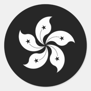 Schwarze Bauhinienflagge Runder Aufkleber