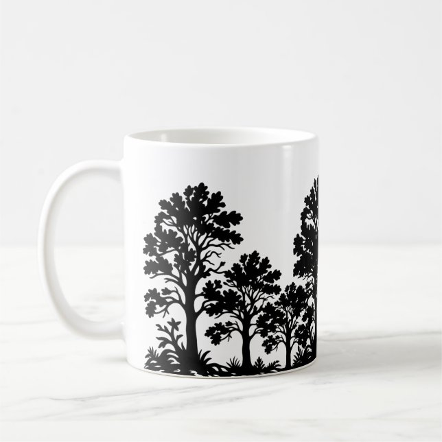 Schwarze Baum-Silhouette-Kaffeetasse Kaffeetasse (Links)