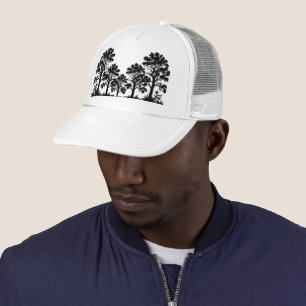 Schwarze Baum-Silhouette-Trucker-Mütze Truckerkappe