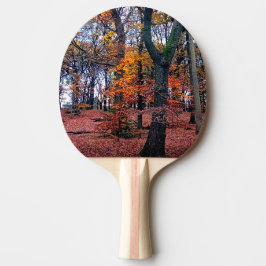 Schwarze Bäume mit orangefarbenen Blätter Tischtennis Schläger