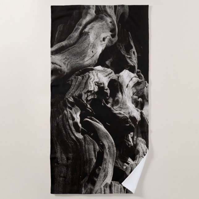 Schwarze Baumrinde Strandtuch (Vorderseite)