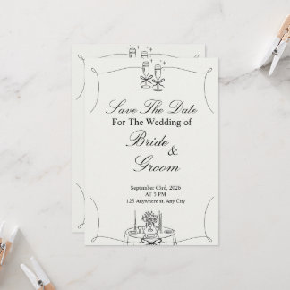Schwarze & beige einfache Hochzeit Einladung