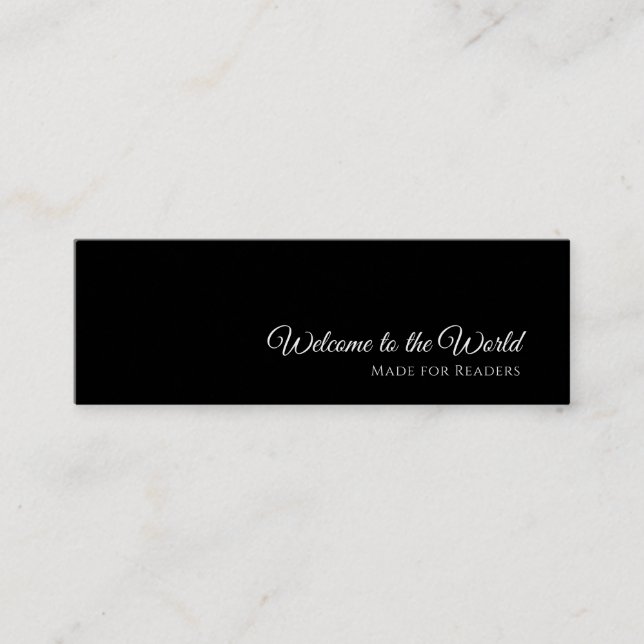 Schwarze benutzerdefinierte Lesezeichen-Karte | In Mini Visitenkarte (Vorderseite)