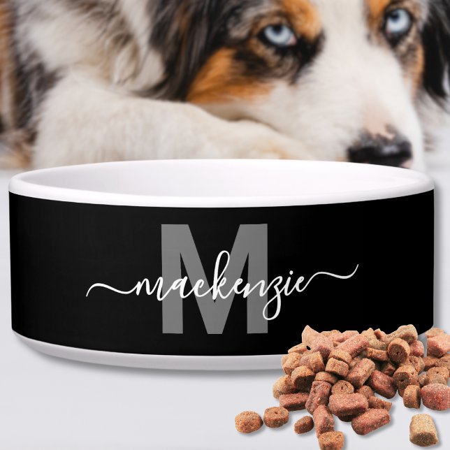 Schwarze benutzerdefinierte moderne Bezeichnung Pe Napf (Black Custom Modern Name Pet Bowl )