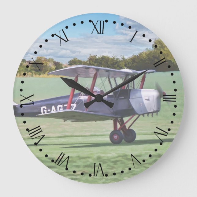 Schwarze Bi-Flugzeug-Wanduhr mit Große Wanduhr (Vorderseite)