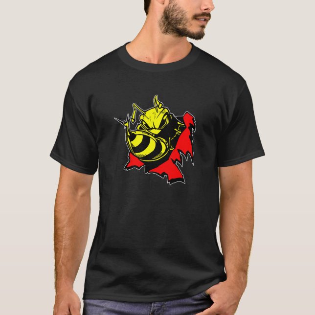 Schwarze Biene Tearout T-Shirt (Vorderseite)