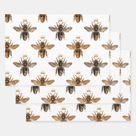 Schwarze Bienen auf Weiß Geschenkpapier Set