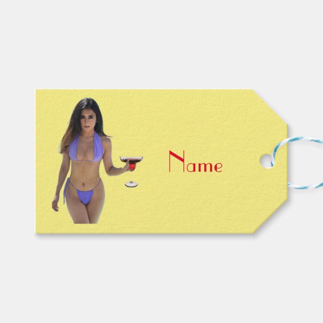 Schwarze Bikini Schönheit Thunder_Cove Geschenkanhänger (Vorderseite (Horizontal))