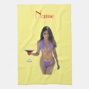 Schwarze Bikini Schönheit Thunder_Cove Geschirrtuch