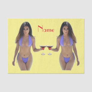 Schwarze Bikini Schönheit Thunder_Cove Seidenpapier