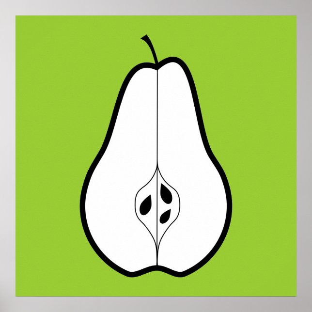 Schwarze Birne Hälfte. Liniendarstellung. Poster (Vorne)
