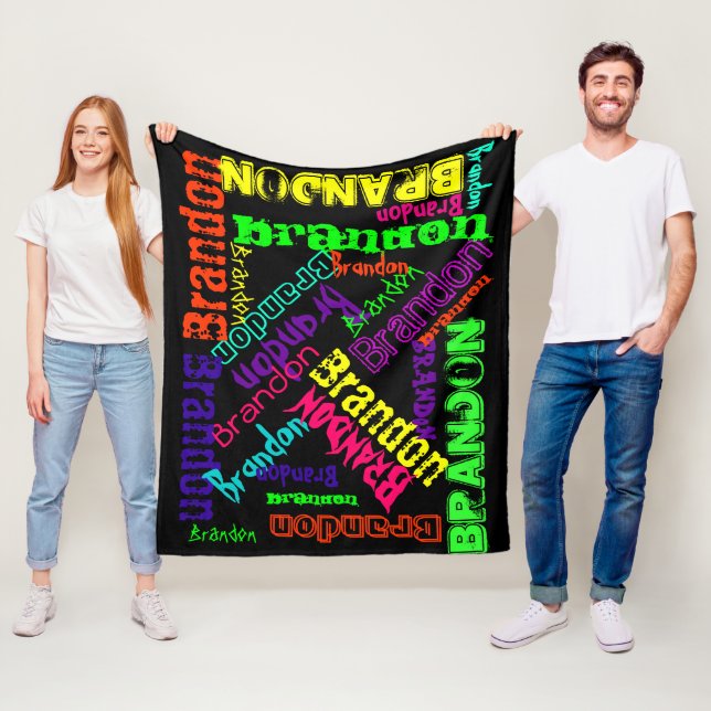 Schwarze Blanket farbenfrohe helle Neonnamenskolla Fleecedecke (Beispiel)