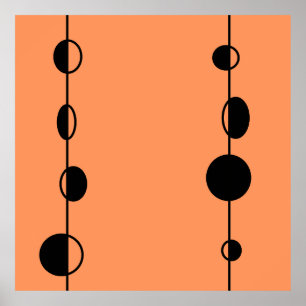 Schwarze Blasen und Linien auf "peach fuzz" Hinter Poster