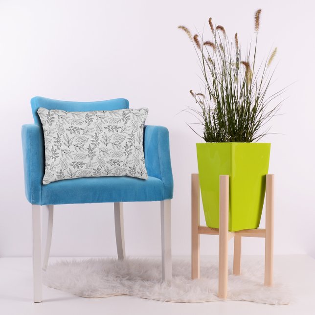 Schwarze Blätter Muster weich grau Akzent Kissen (Von Creator hochgeladen)