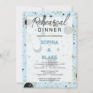 Schwarze & Blaue Himmelhochzeit-Probeessen-Einladu Einladung