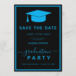 Schwarze blaue klassische Abschluss-Save-the-Date- Save The Date